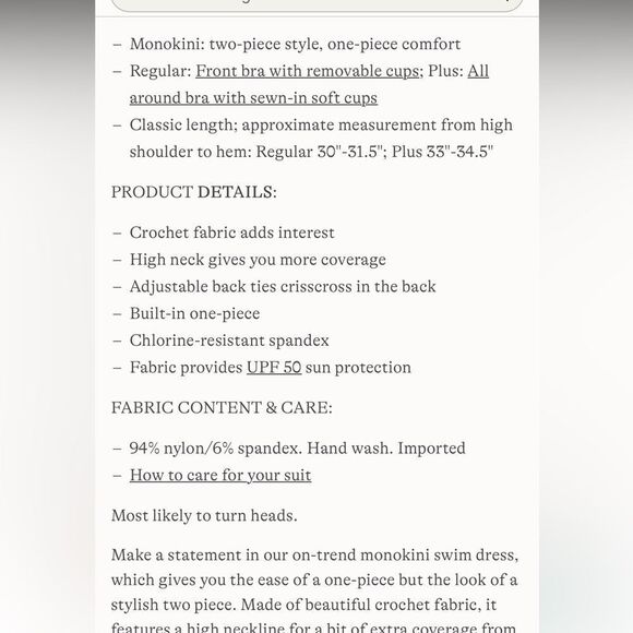 Land's End Crochet Monokini One Piece Swim Dress Swimsuit Black White Various - Picture 7 of 9